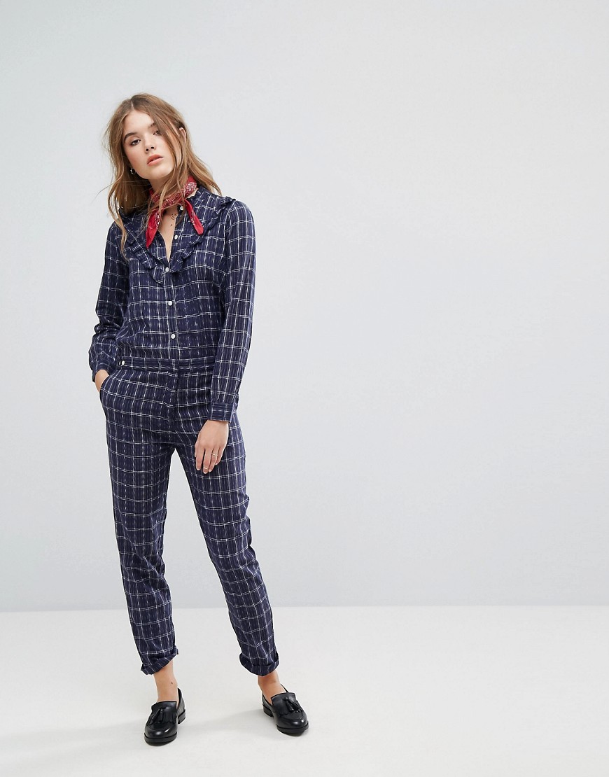 Leon and Harper Olympe Jumpsuit in Check - Navy