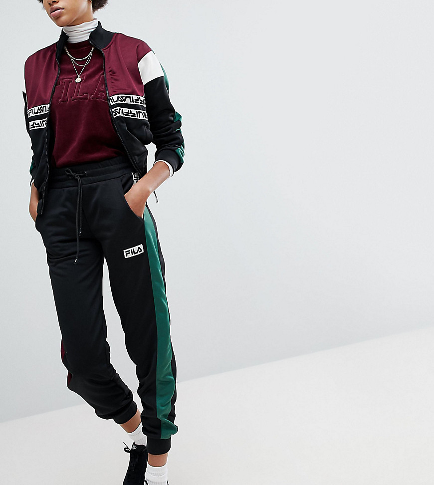 Fila Tracksuit Bottoms With Contrast Side And Logo Taping - Black