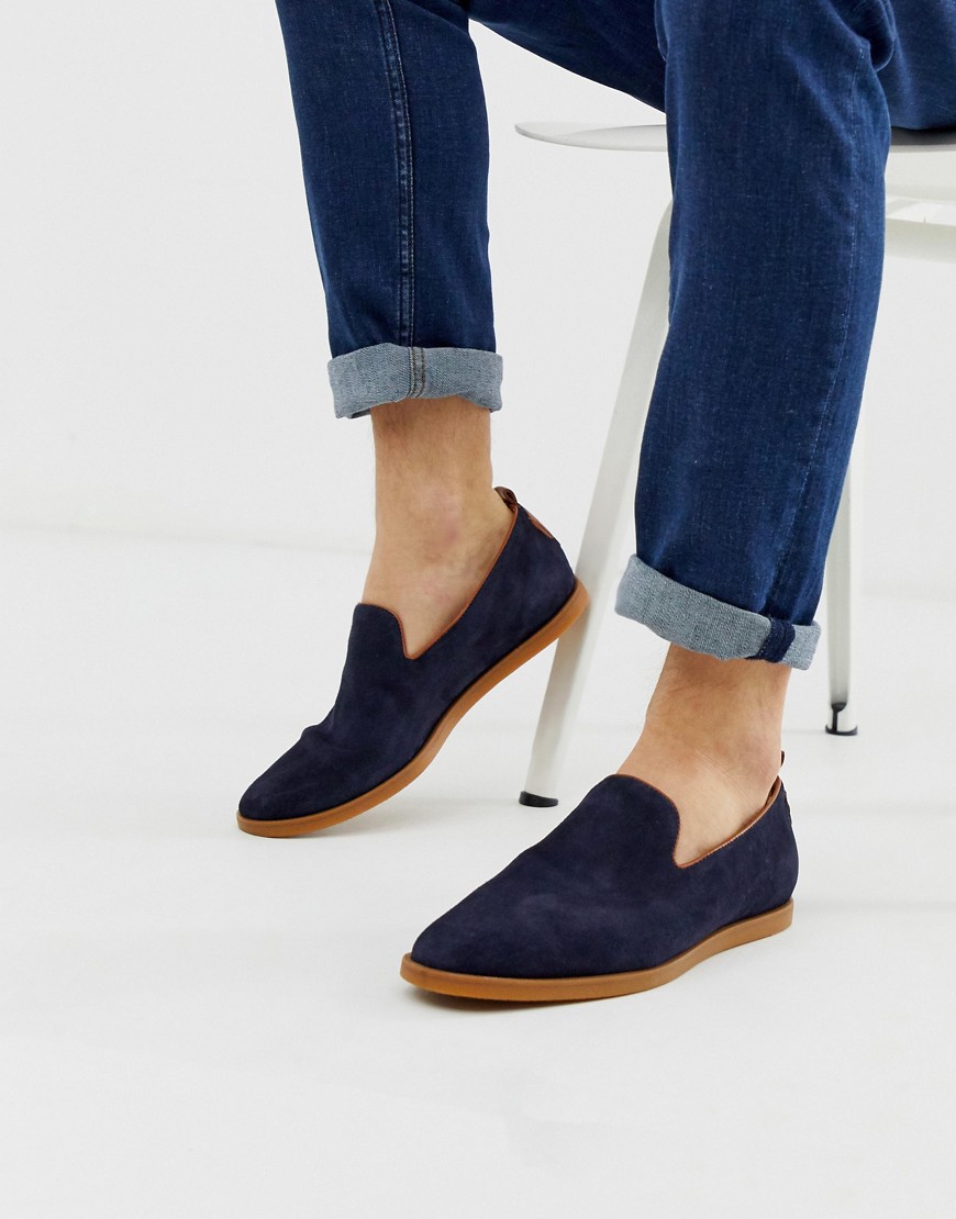 H By Hudson Parker summer loafers in navy suede