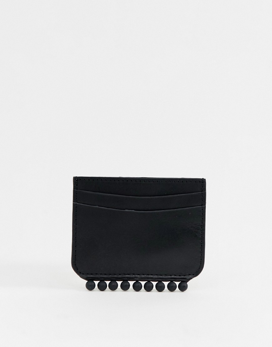 Urbancode leather card holder with bobble studs