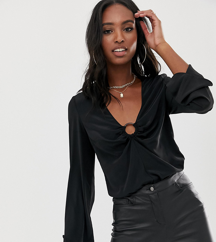 ASOS DESIGN Tall long sleeve plunge body with ring detail