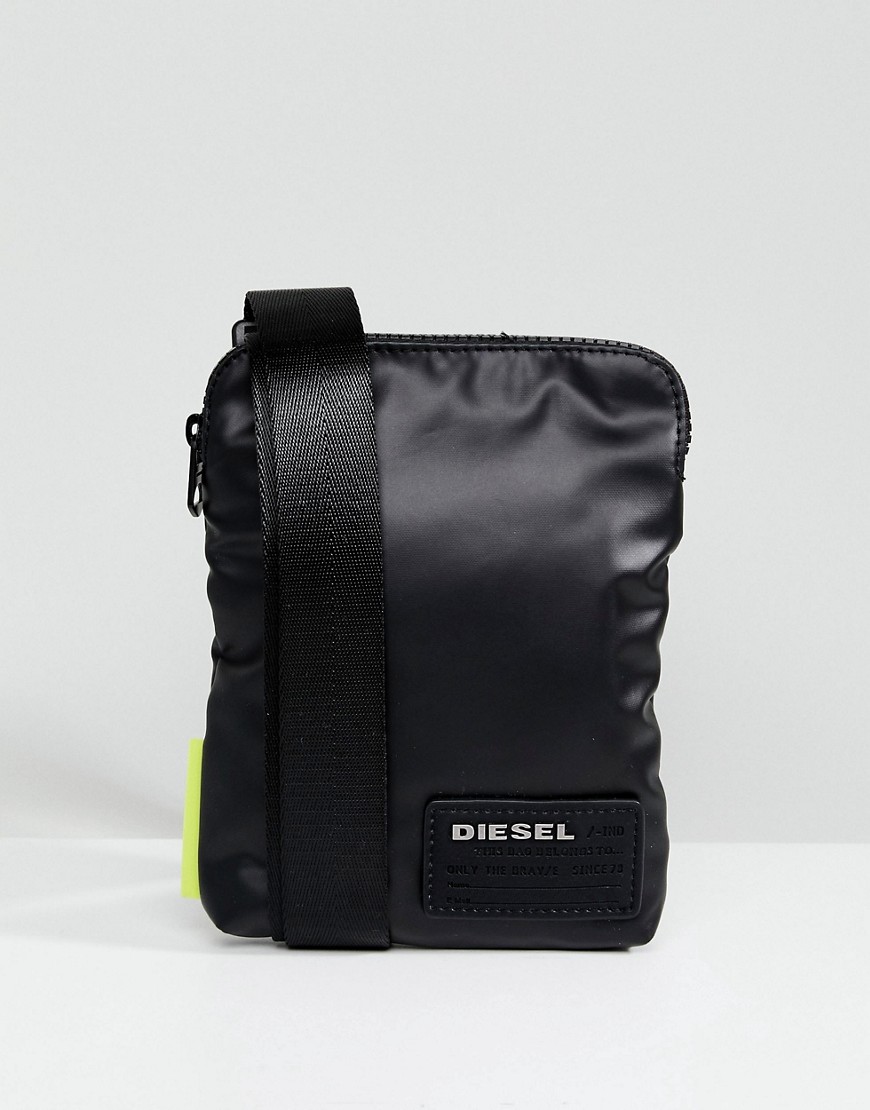 Diesel Nylon Logo Flight Bag - Black