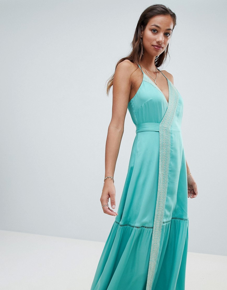 The Jetset Diaries embroidered wrap maxi dress