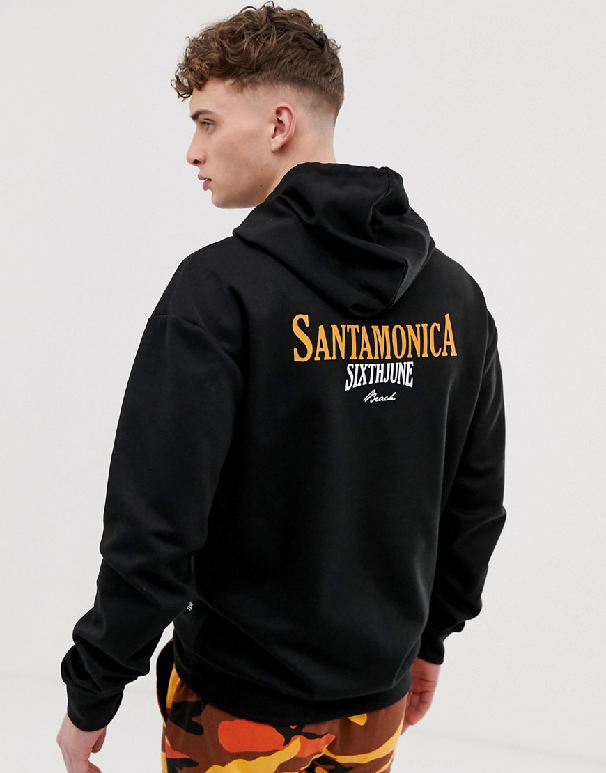 Sixth June hoodie with back print in black