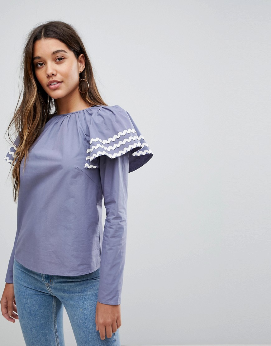 Fashion Union Blouse With Exaggerated Shoulder Detail