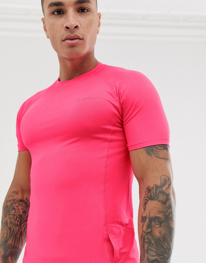 ASOS 4505 muscle training t-shirt with quick dry in neon pink