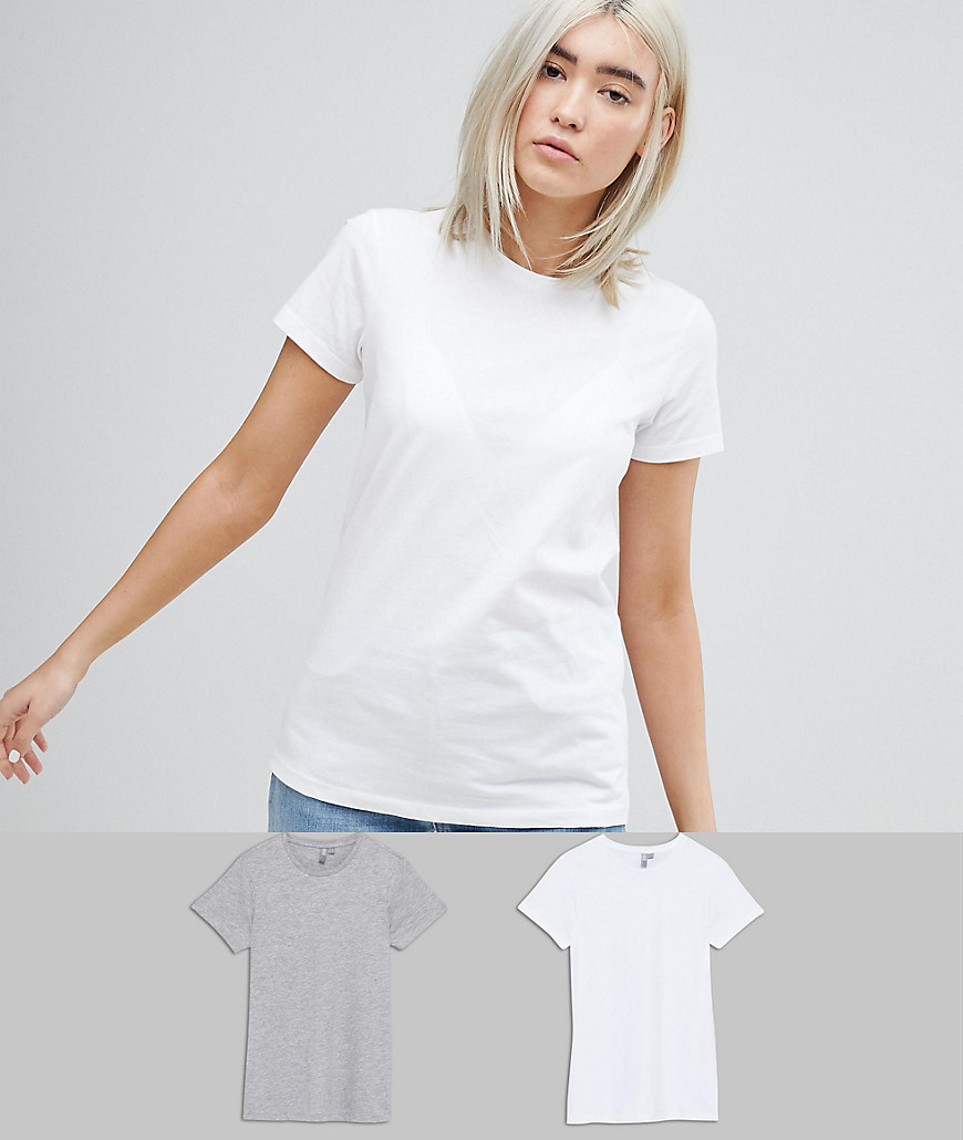 ASOS Ultimate T-Shirt with Crew Neck 2 Pack - White/grey