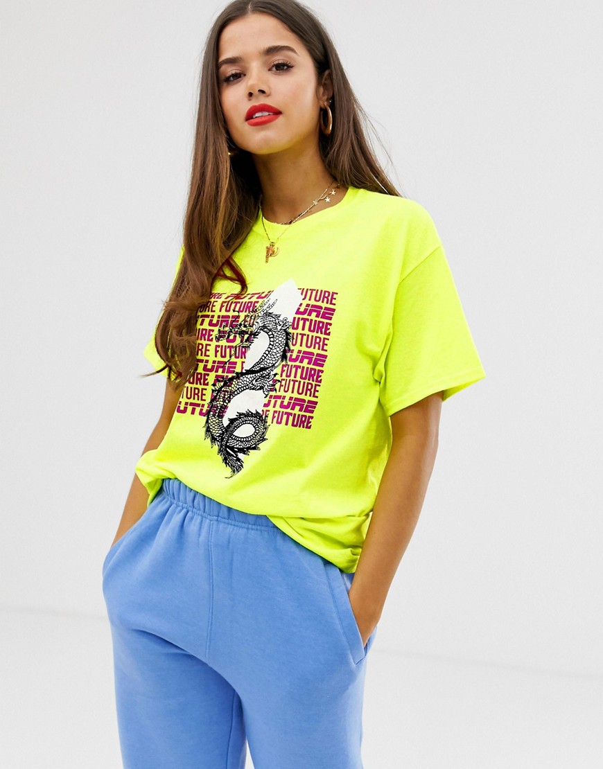Daisy Street oversized t-shirt with dragon graphics