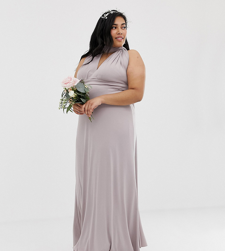 TFNC Plus bridesmaid exclusive multiway maxi dress in grey