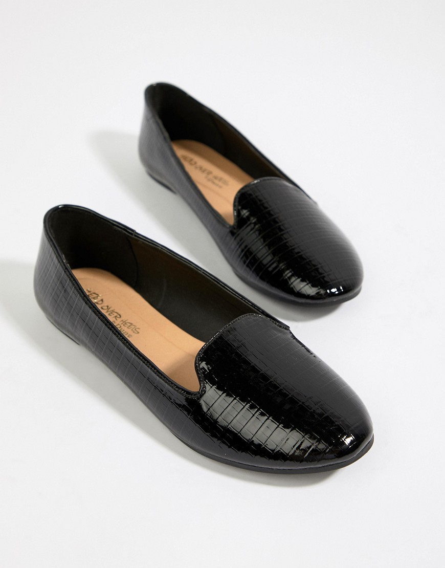 Head Over Heels Halesy black faux croc slipper loafer shoes