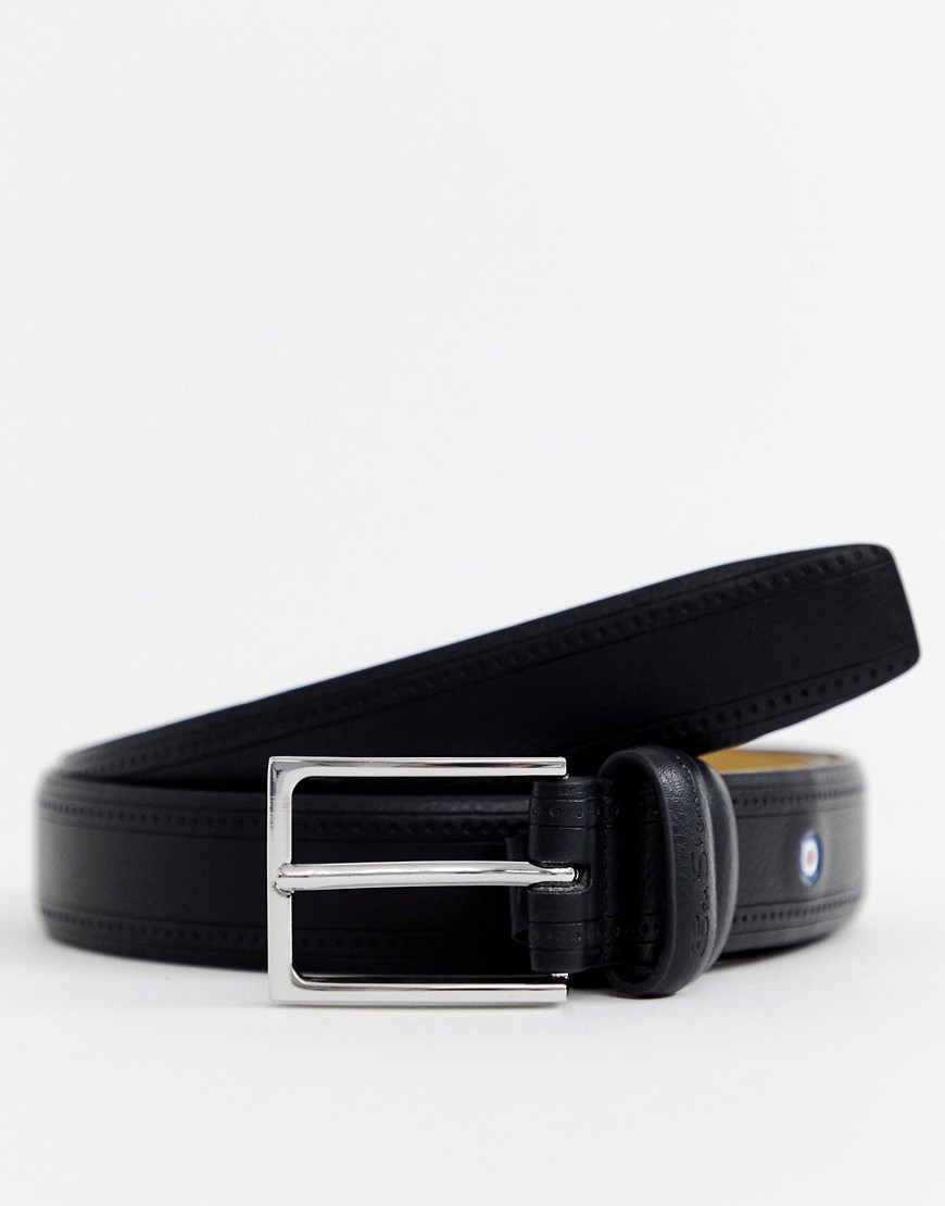 Ben Sherman stitch detail belt in black