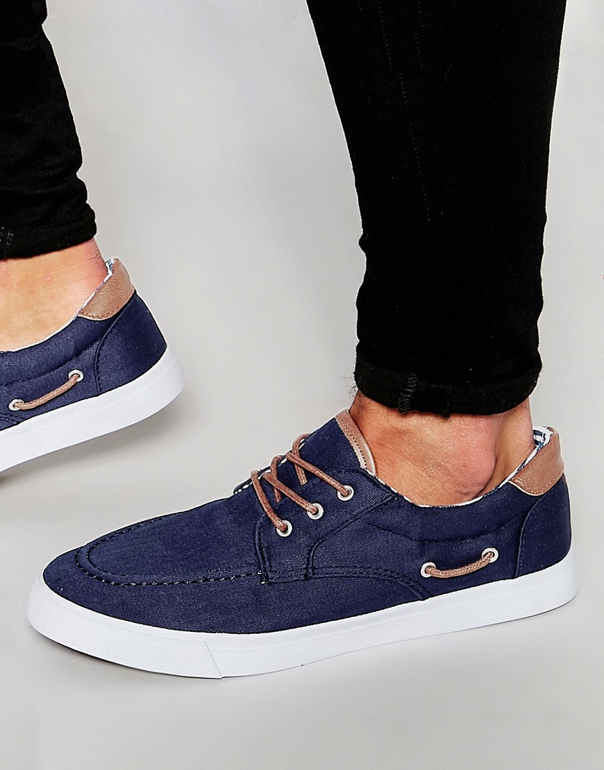 ASOS Boat Shoes in Navy Canvas