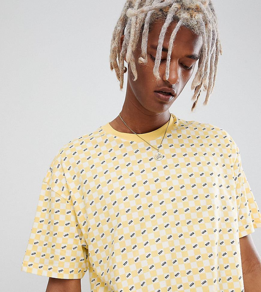 Vans checkerboard t-shirt in yellow Exclusive at ASOS