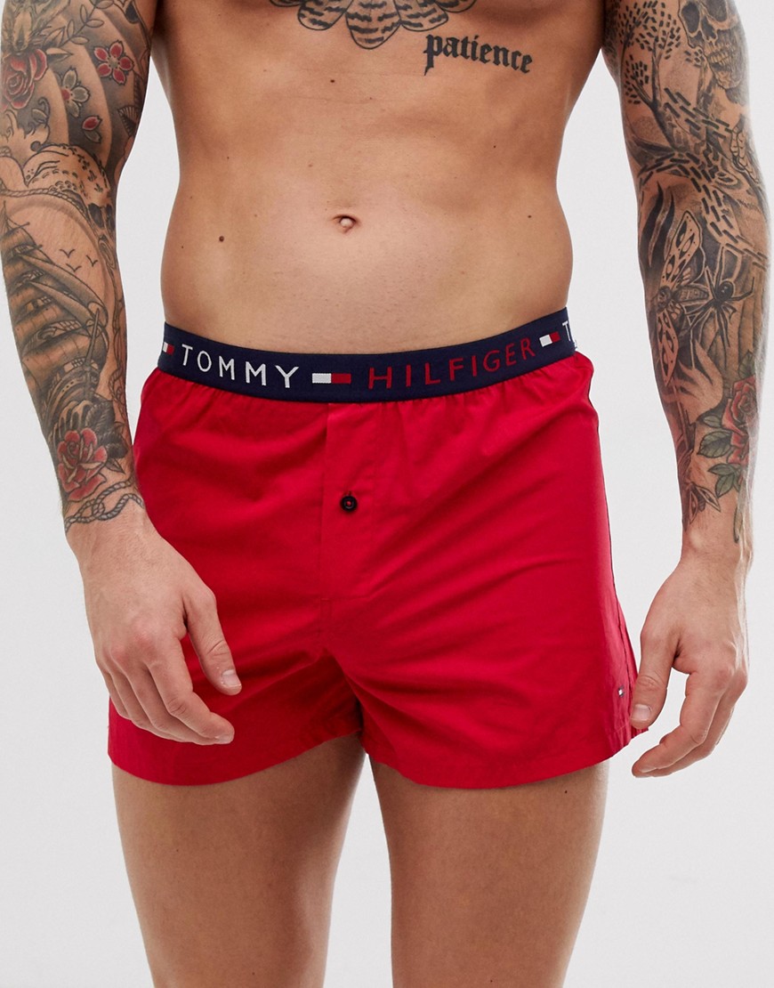 Tommy Hilfiger woven boxers with contrast waistband in red