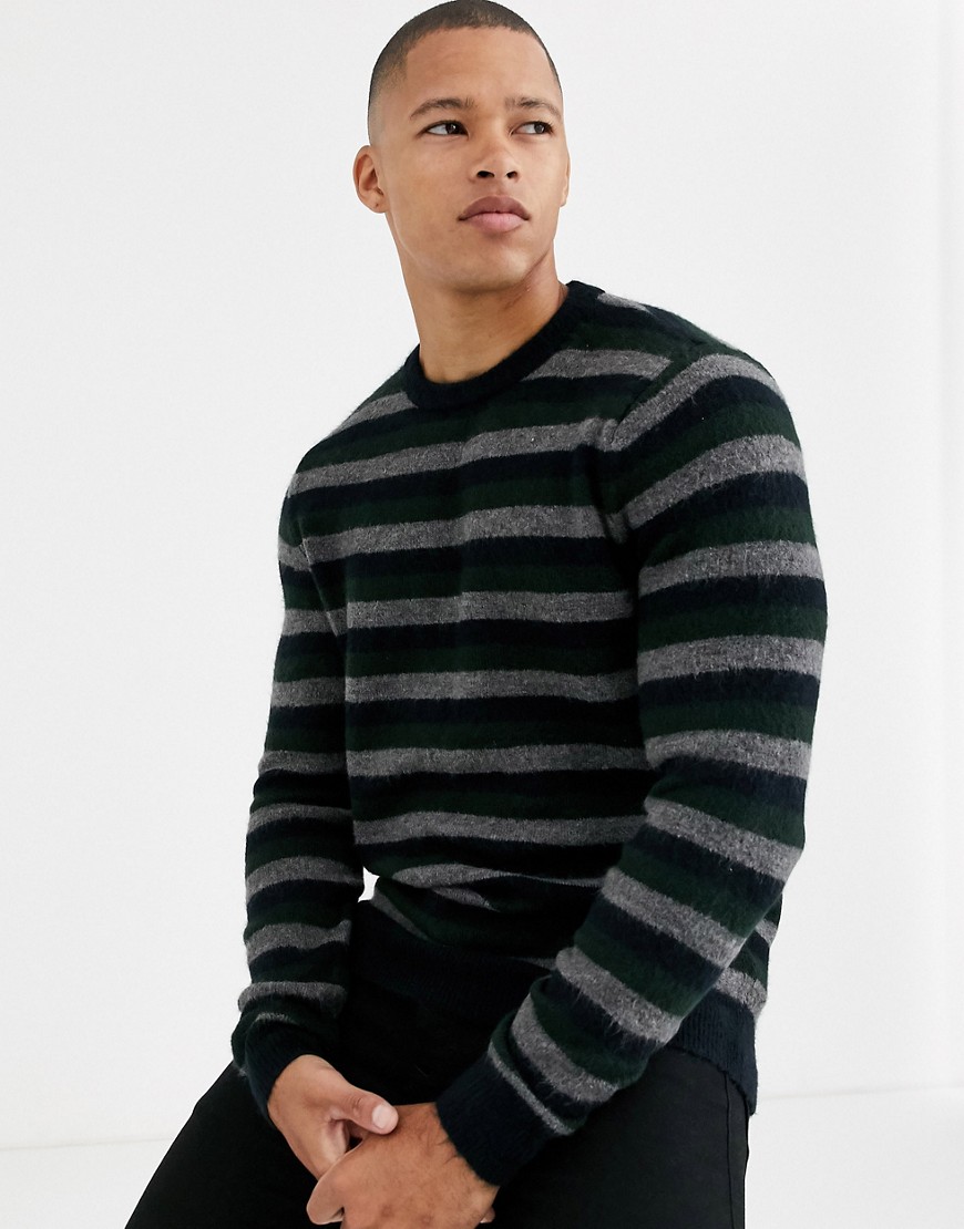 Burton Menswear striped jumper in navy