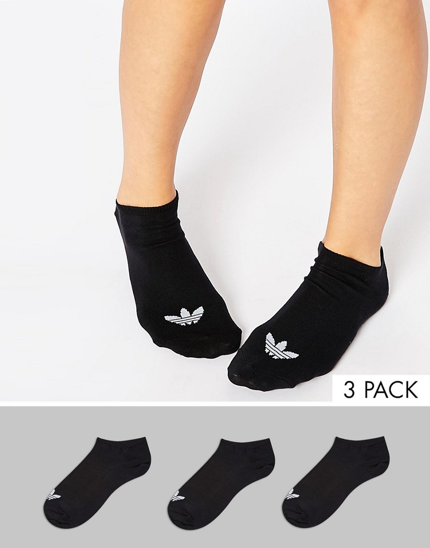 adidas Originals 3 pack black trefoil liner socks