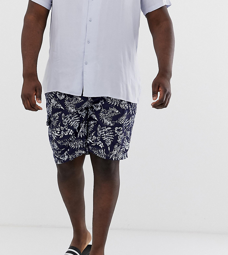 Duke King Size swimshort with palm print in blue