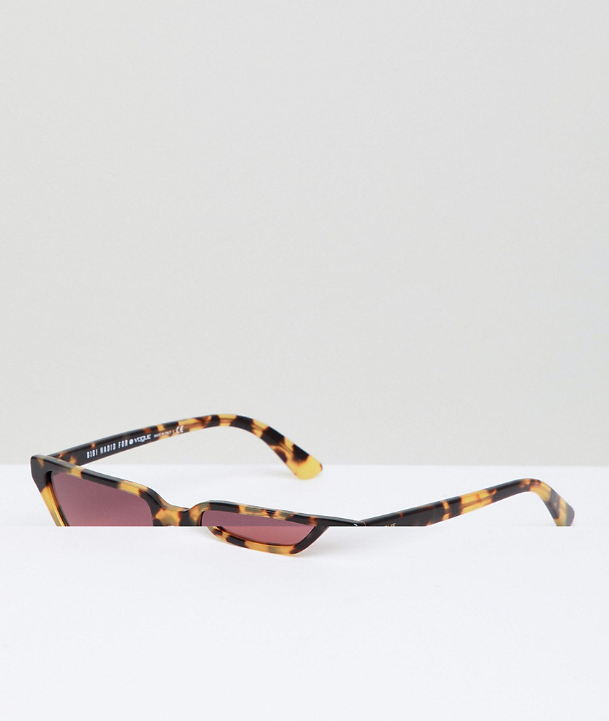 Солнцезащитные очки кошачий глаз в черепаховой оправе с розовыми стекл Vogue 