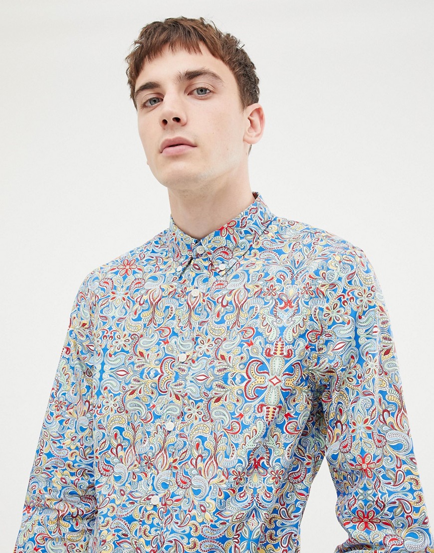 Pretty Green x The Beatles paisley slim fit shirt in multi