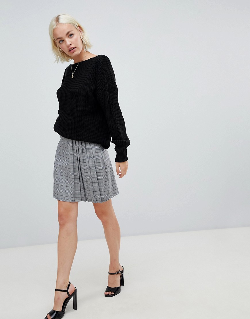 Glamorous mini skirt with pleated side in prince of wales check - Pow check
