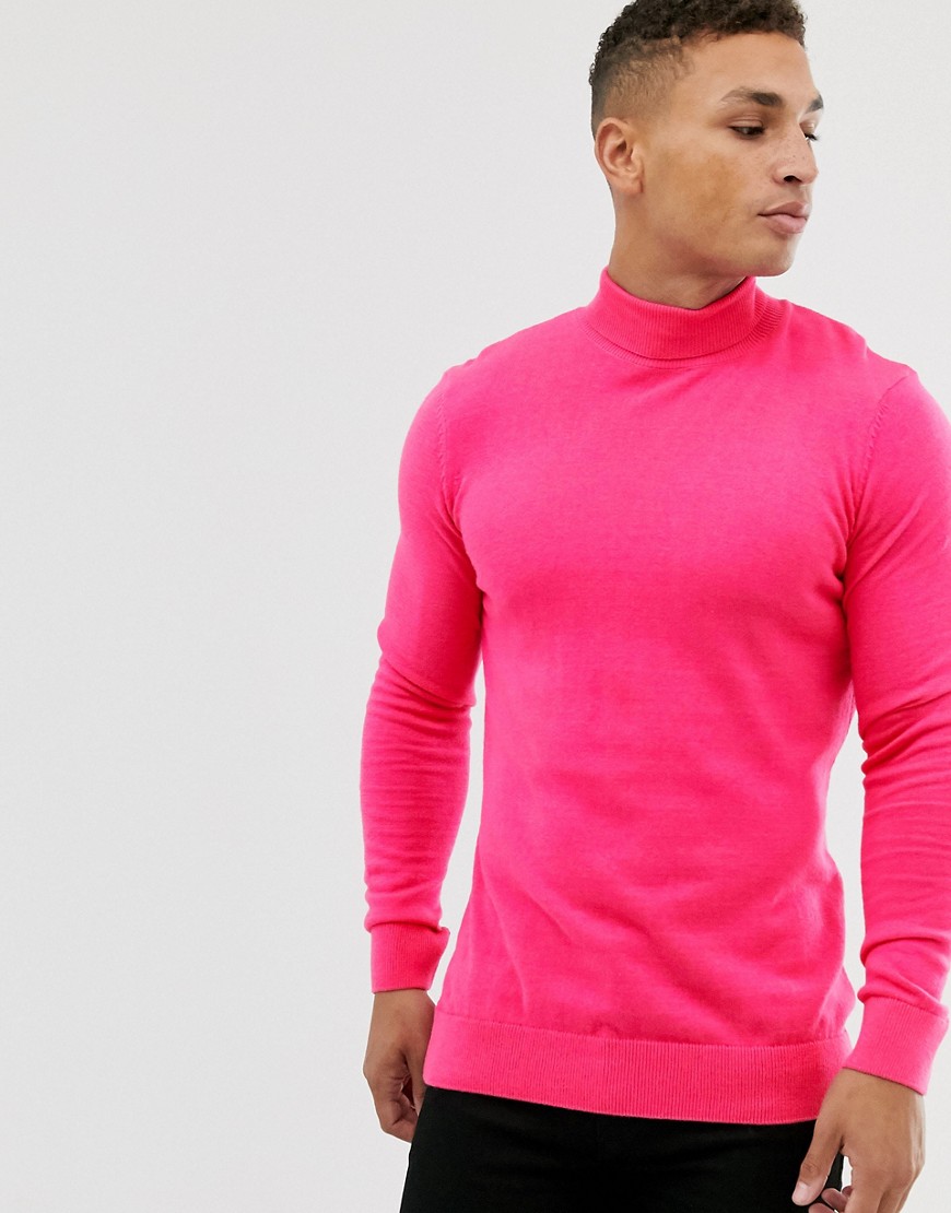 New Look roll neck in neon pink