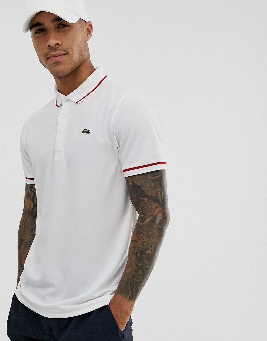 Lacoste logo tipped polo in white