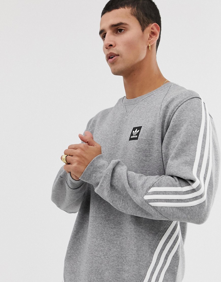 Adidas Skateboarding Sweatshirt with 3 Stripes in Grey
