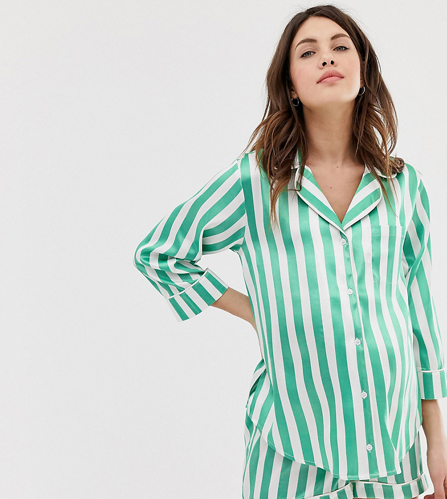 ASOS DESIGN Maternity satin stripe short pyjama set
