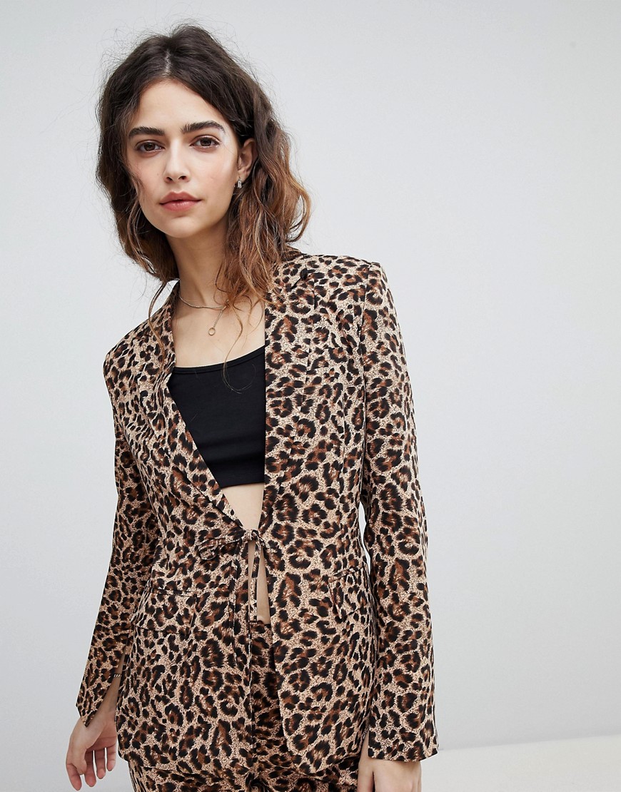 Unique 21 Boyfriend Fit Blazer In Leopard Print Co-Ord