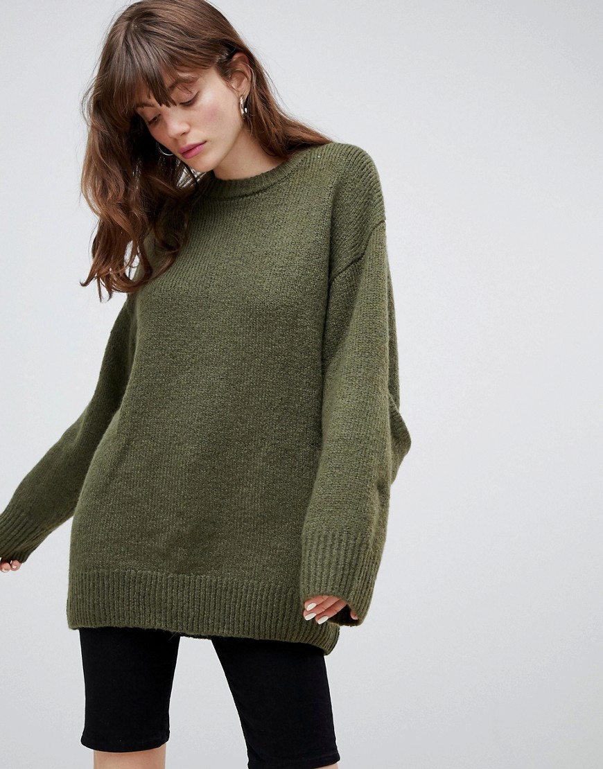 Cheap Monday oversized jumper with sleeve detail & recycled polyester - Protest green