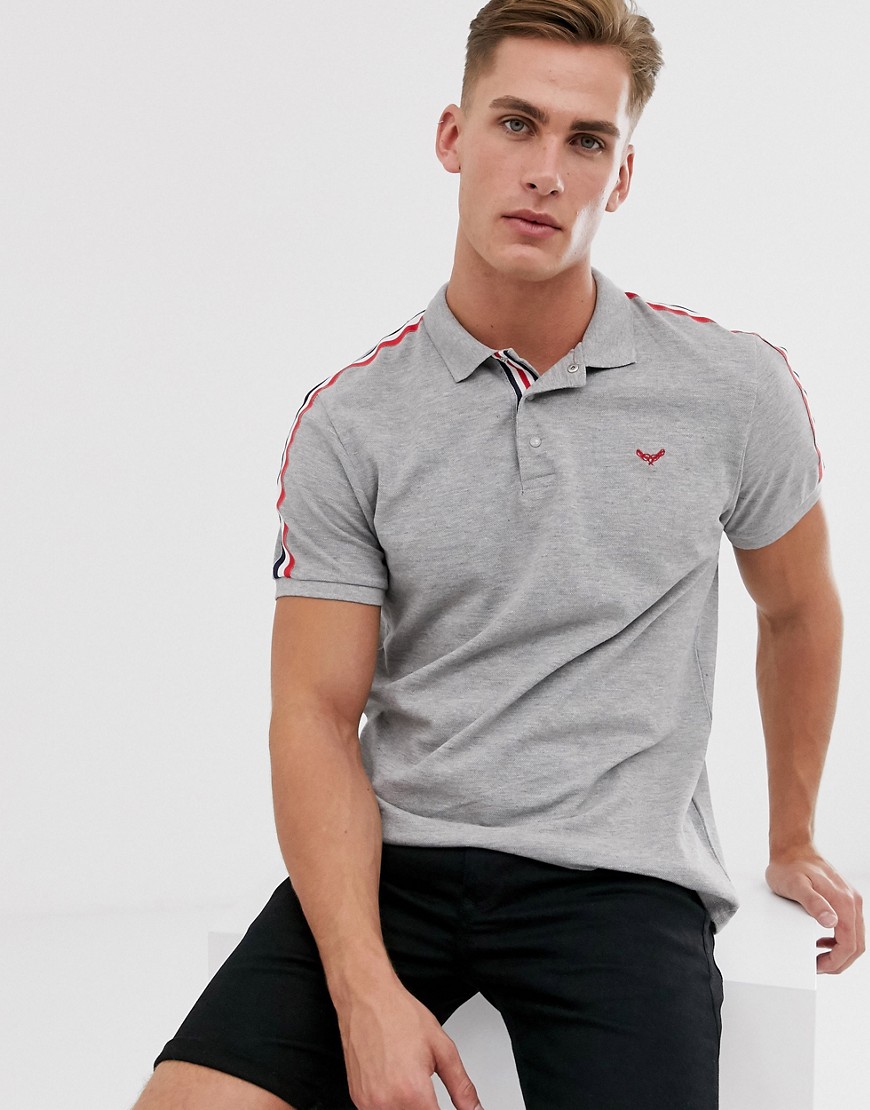 Threadbare polo with taping in grey