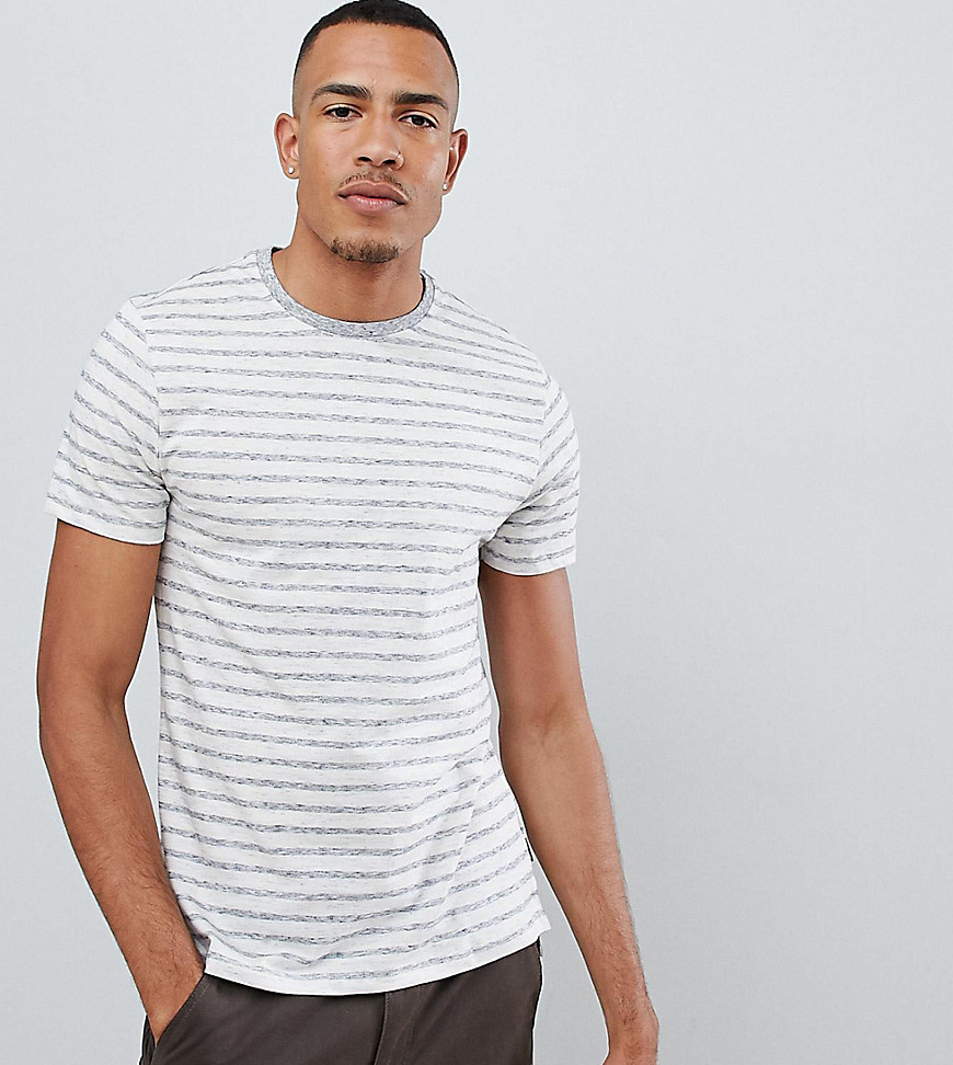 Burton Menswear TALL t-shirt in ecru stripe - Grey