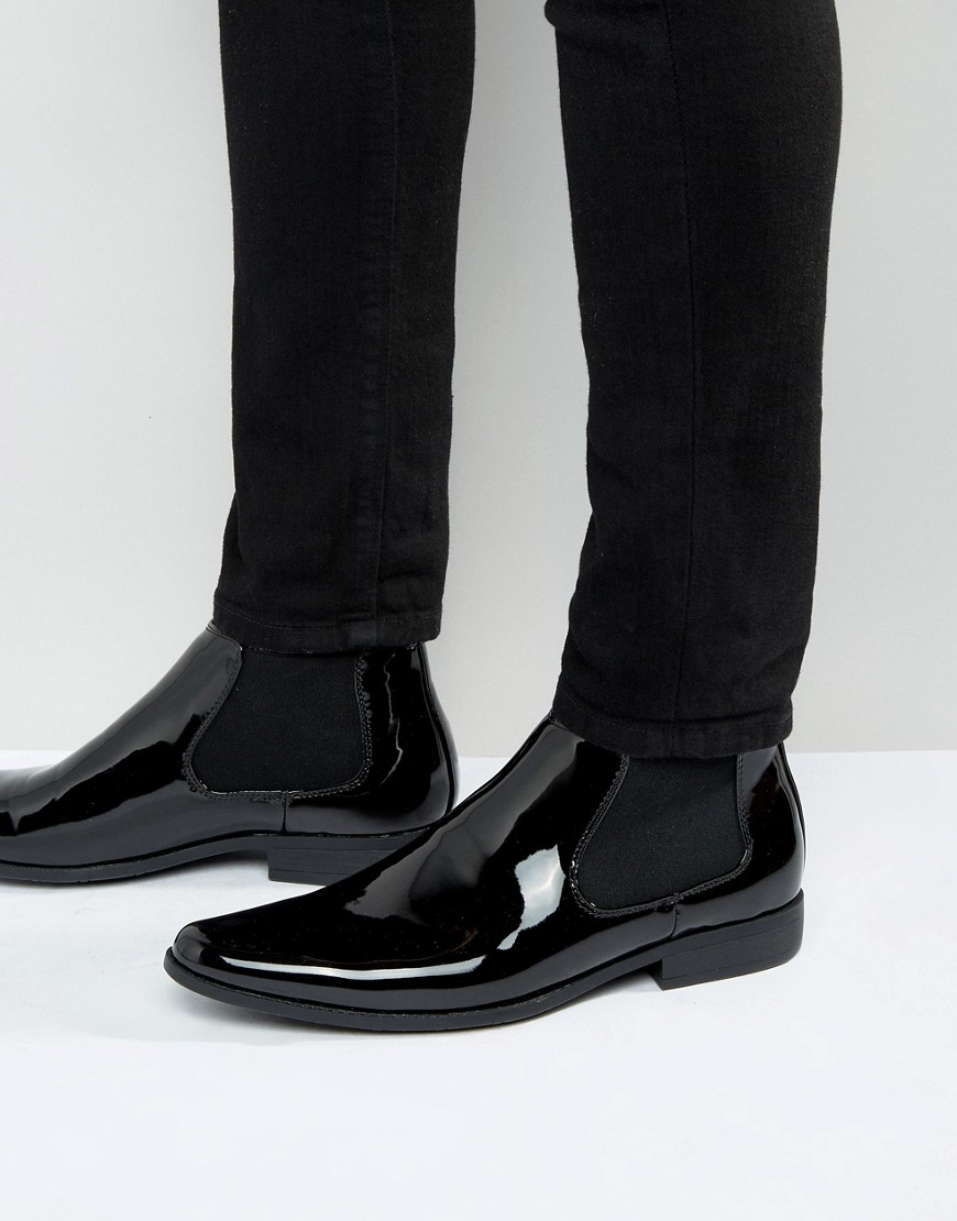 Черные лакированные ботинки челси ASOS - Черный ASOS DESIGN 