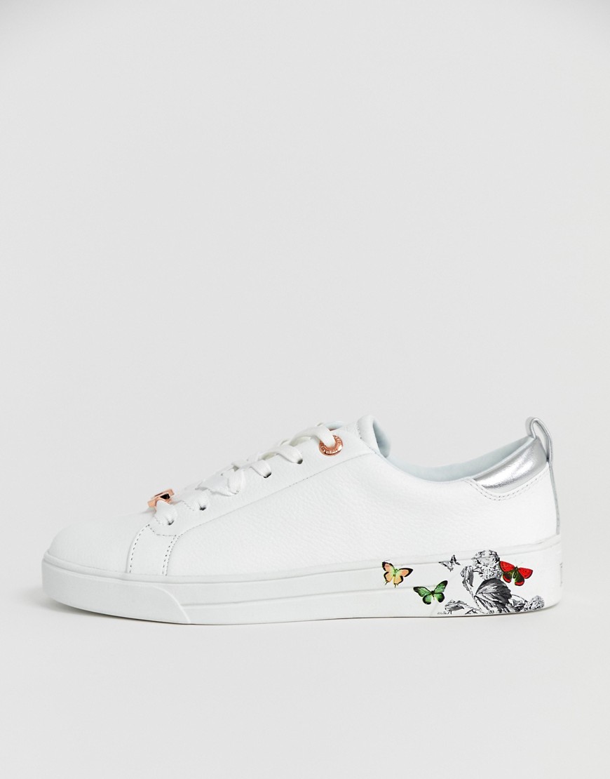 Ted Baker white leather floral trainers