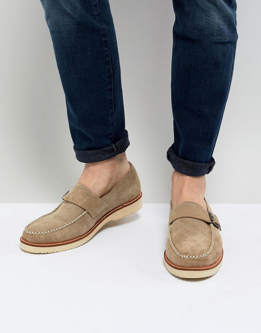 Farah Ramone Suede Monk Shoes With Chunky Sole