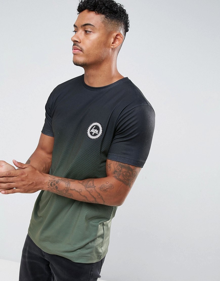 Hype T-Shirt In Black With Khaki Fade - Black