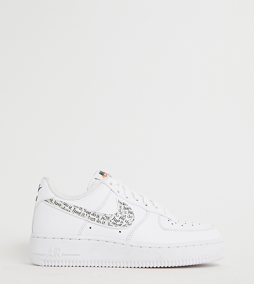 Nike Triple White With Printed Swoosh Air Force 1'07 Lv8 Jdi Trainers