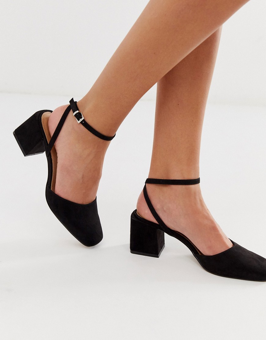 Asos Design Salvation Block Heeled Mid Shoes In Black | ModeSens