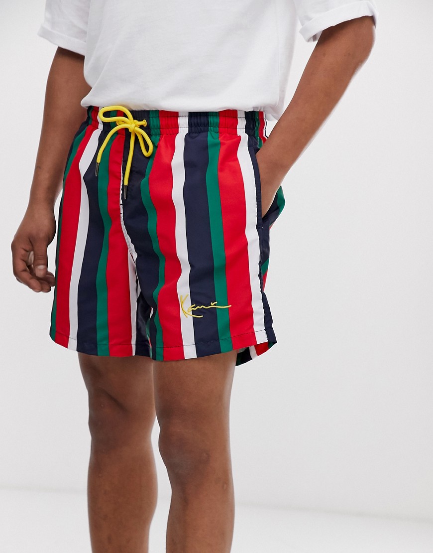 Karl Kani Signature Stripe shorts in navy/red