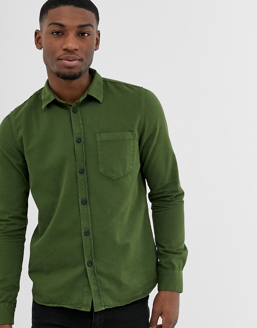 Nudie Jeans Co Henry pigment dye shirt in khaki
