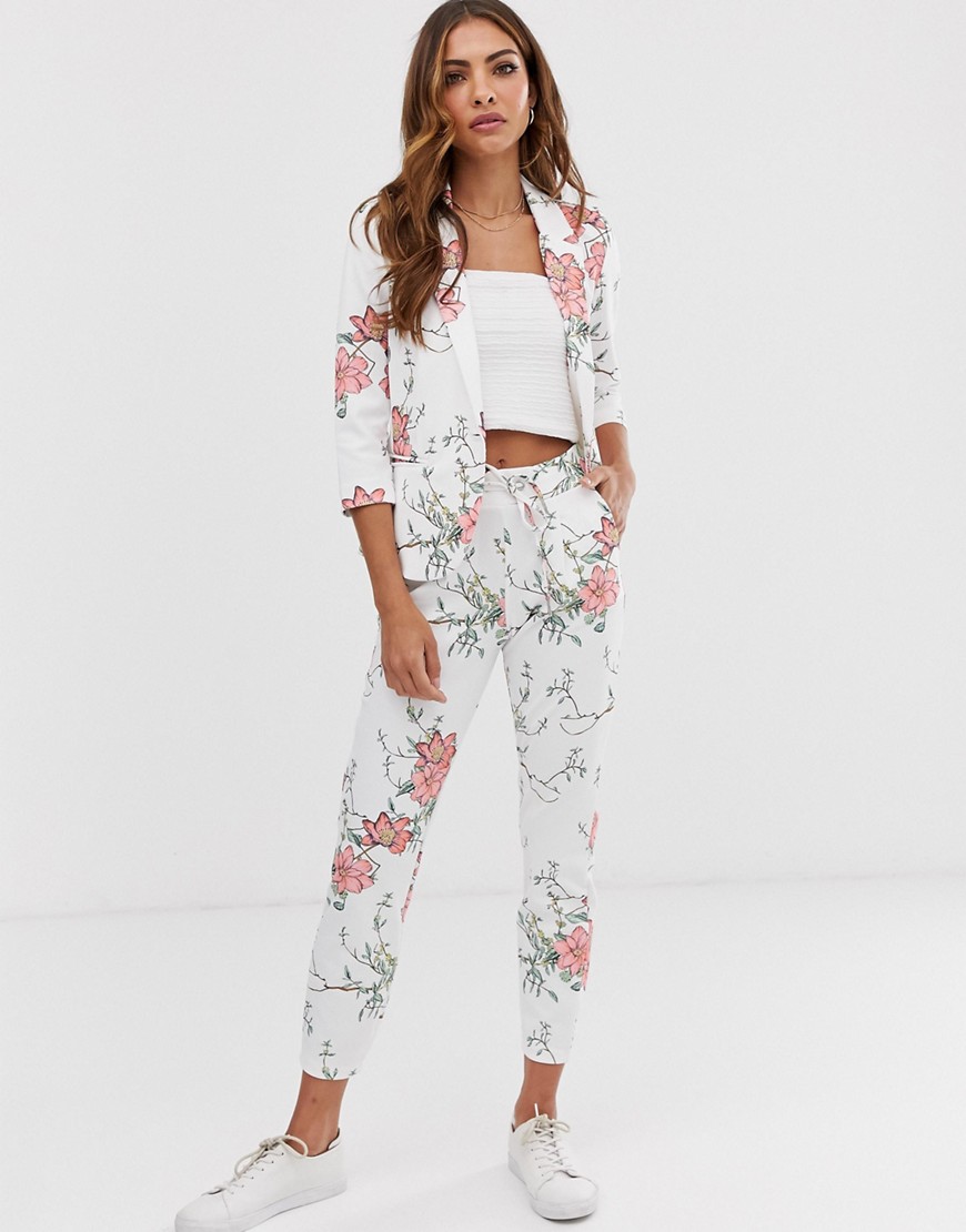 b.Young floral slim leg suit trousers