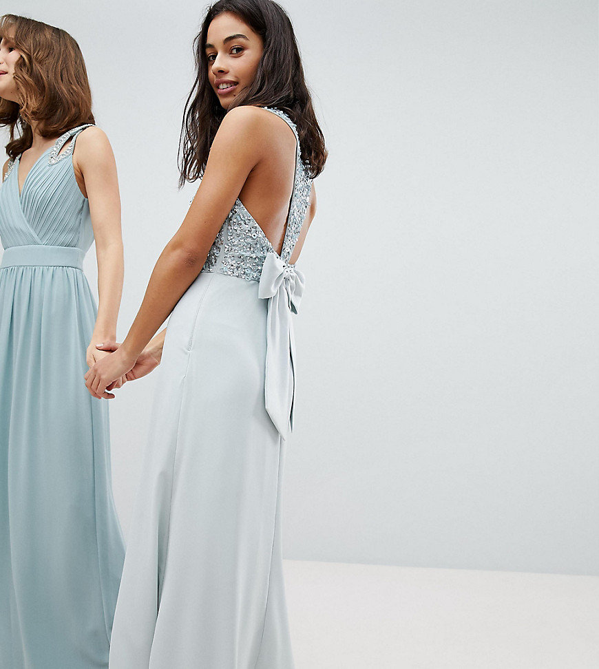 Maya Petite Sleeveless Sequin Bodice Maxi Dress With Cutout And Bow Back Detail