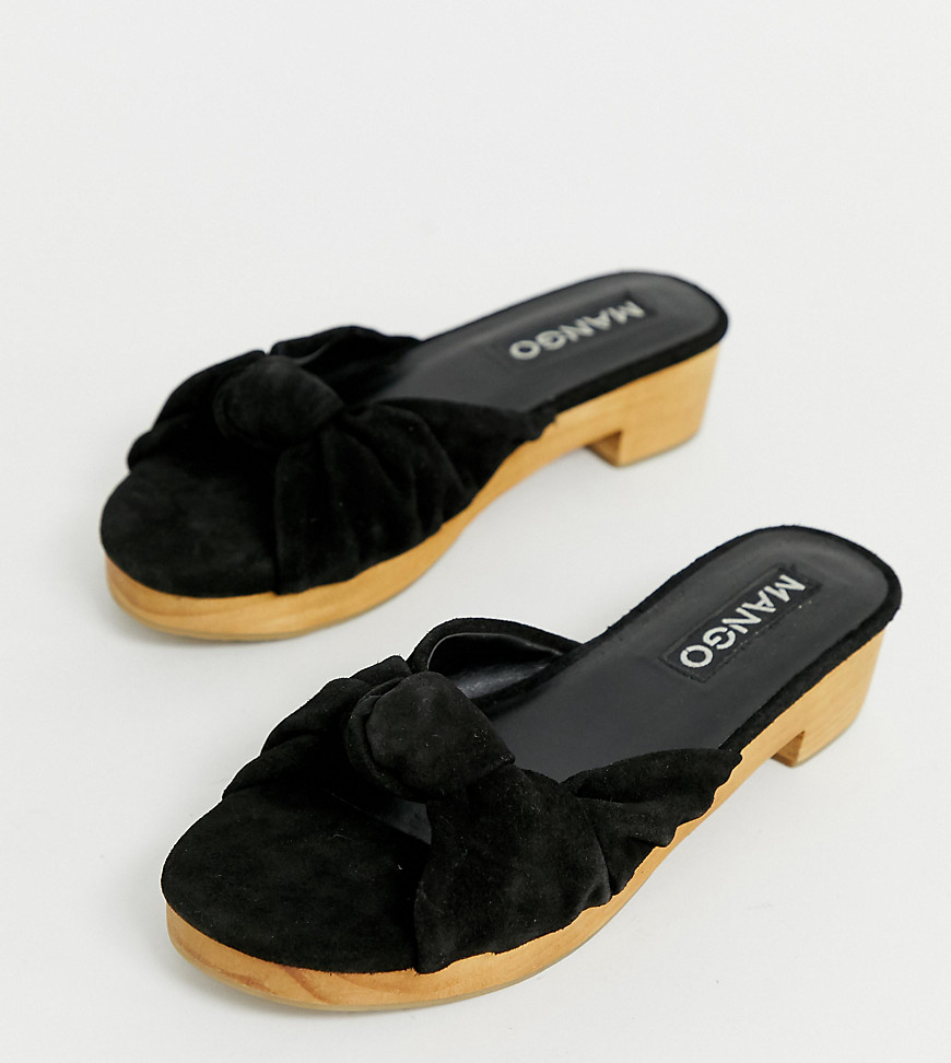 Mango knotted suede platforms in black