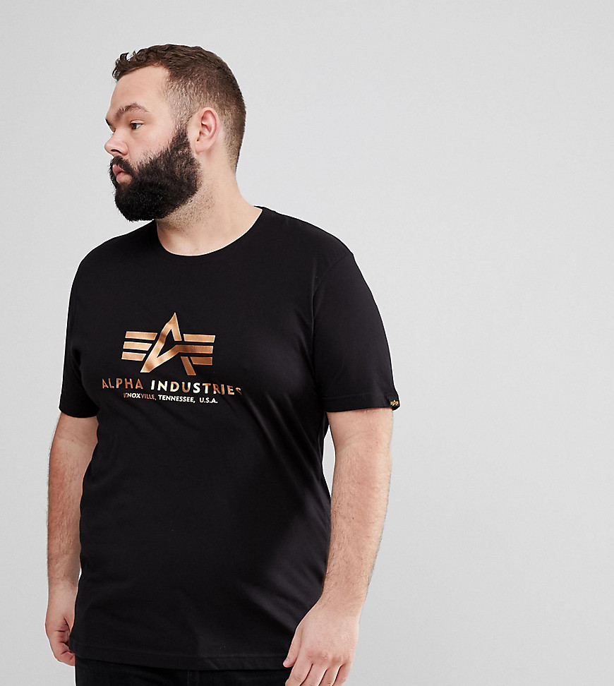Alpha Industries Gold Foil Print Crew Neck T-Shirt in Black
