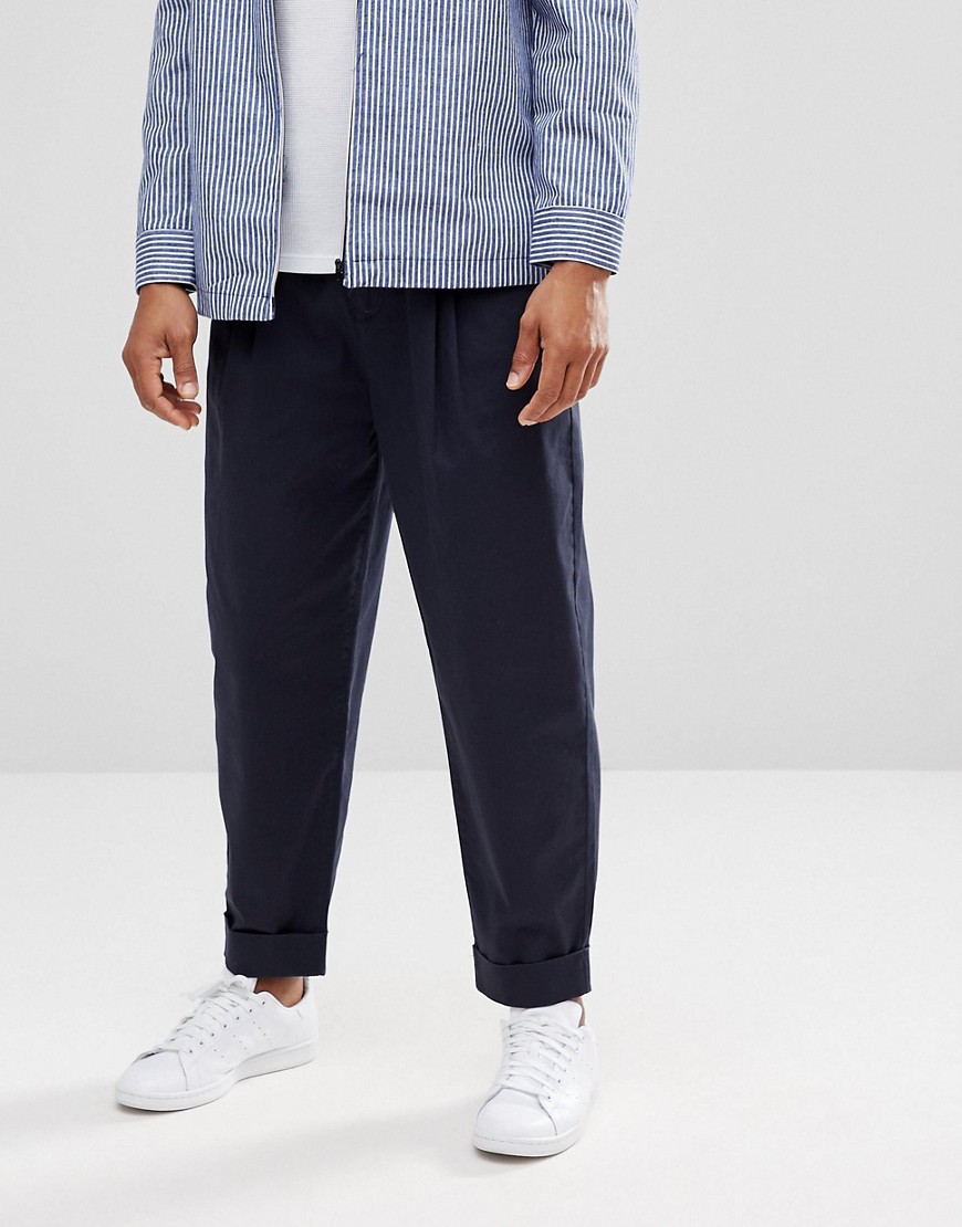 ASOS Wide Balloon Trousers In Navy - Navy