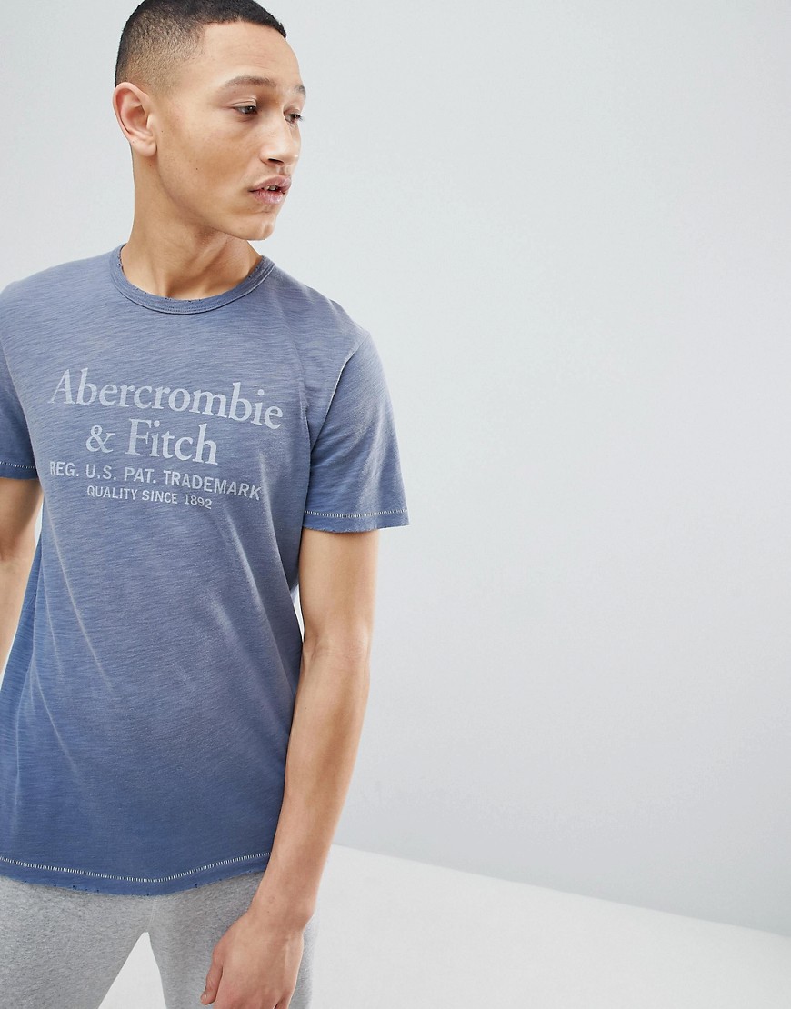 Синяя футболка с выбеленным принтом логотипа Abercrombie & Fitch Abercrombie& Fitch 