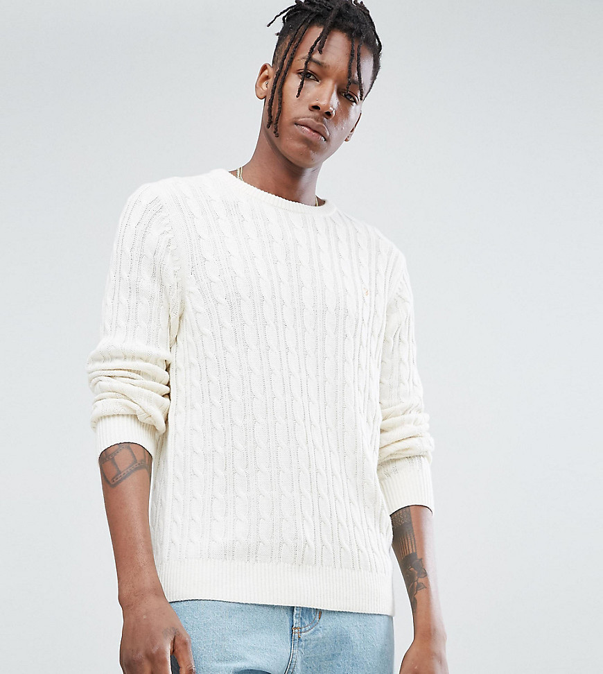 Farah Ludwig Cable Knit Jumper in White - Chalk