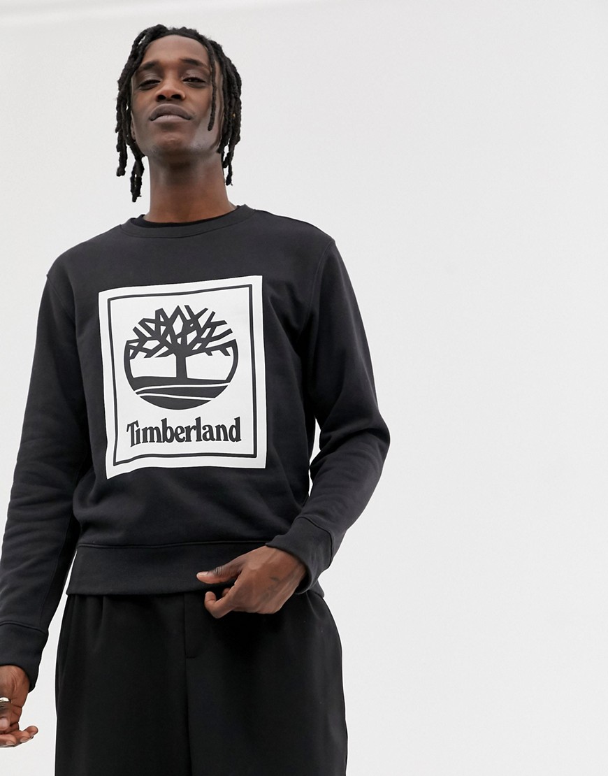 Timberland crew neck sweatshirt with print in black