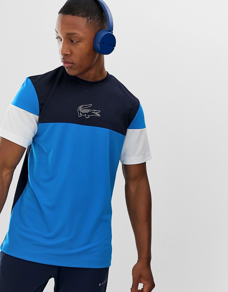 Lacoste Sport colour block t-shirt in blue