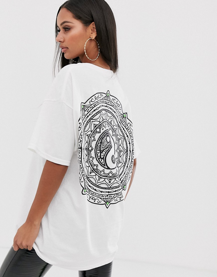HNR LDN ying yang back print graphic t-shirt in oversized fit